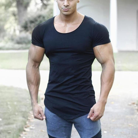 Brand Solid Clothing Gyms t-shirt Mens Fitness Tight t-shirt Cotton crossfit t shirt men Bodybuilding Summer top Blank tshirt