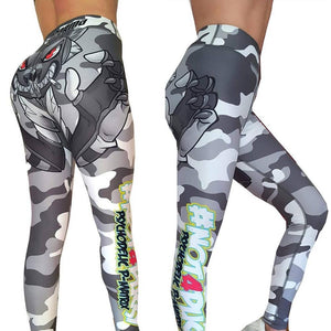Camouflage Monster Print High Waist Leggings
