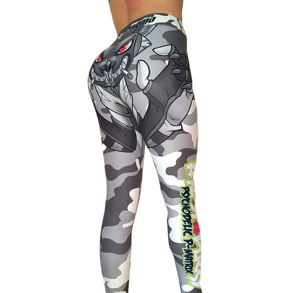 Camouflage Monster Print High Waist Leggings