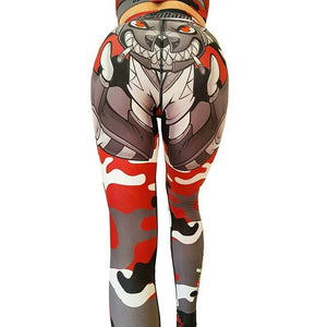 Camouflage Monster Print High Waist Leggings