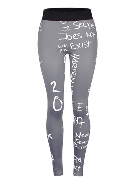 New High Waist Letter Print Leggings