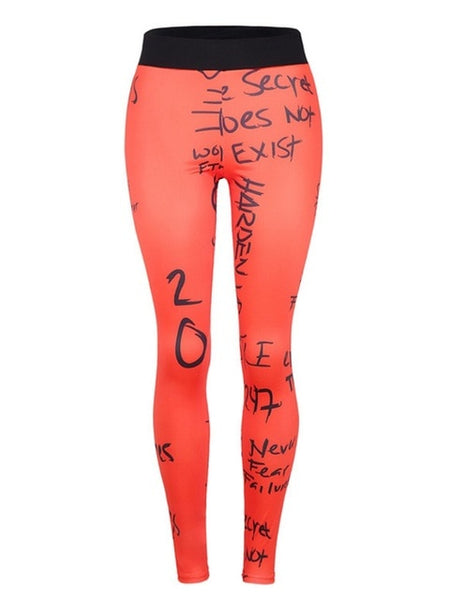 New High Waist Letter Print Leggings