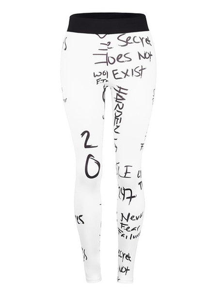New High Waist Letter Print Leggings