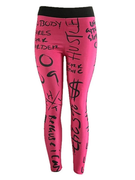 New High Waist Letter Print Leggings